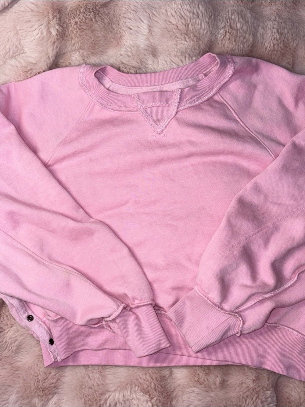 aerie Vintage Wash Crewneck Sweater in Light Pink